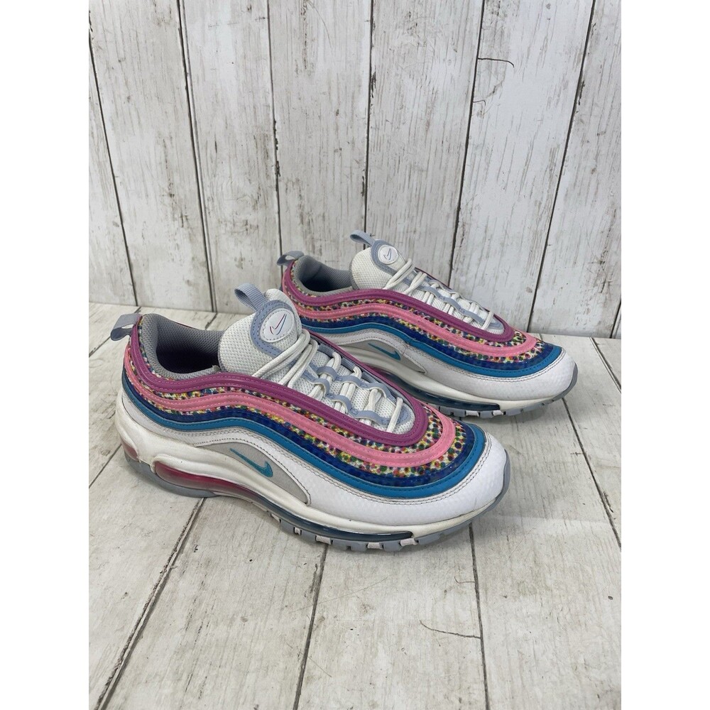 Nike Air Max 97 SE White Lightning Blue Size 7Y White Pink Blue Multicolor